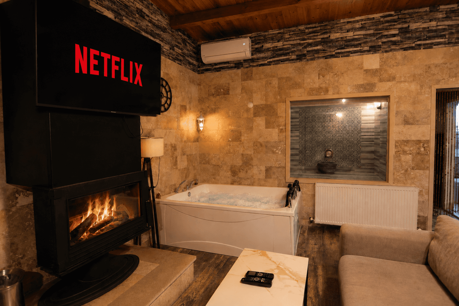 Hamam,Sauna,Jakuzi Ve Şömineli Deluxe Oda 