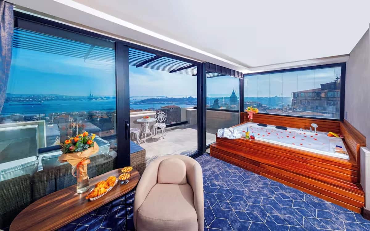 Deluxe-Zimmer 1 mit Kingsize-Bett, Meerblick